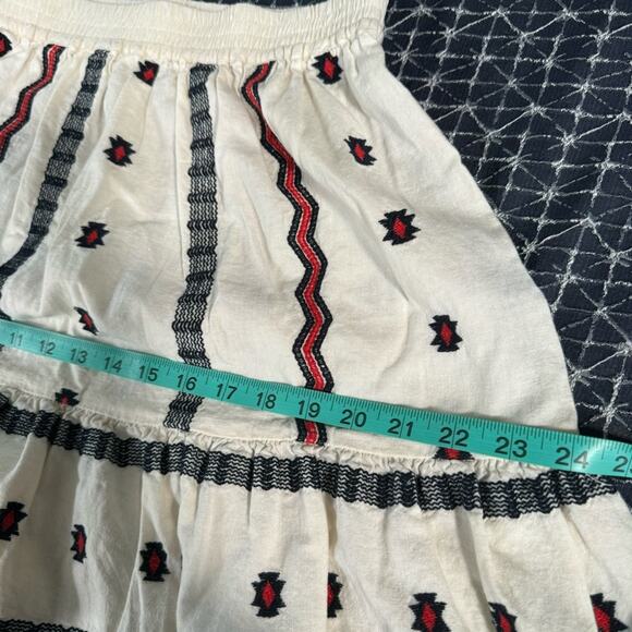 Loft Women’s XSmall Embroidered Linen Blend Boho Ruffle Elastic Waist Mini Skirt - Picture 9 of 10